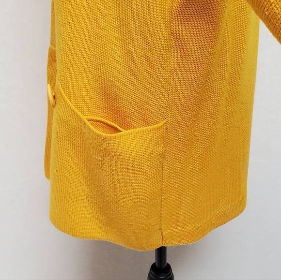 VINTAGE 90s I.B. Diffusion Mustard Yellow Knit Oversized Kimono Sweater Cardigan - Picture 10 of 14
